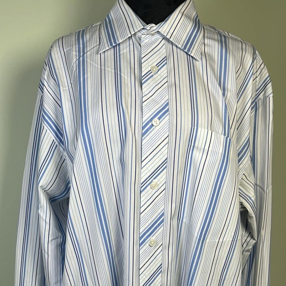 Ted Baker London 16.5 Button Up 100% Cotton Striped Shirt Hipster Business